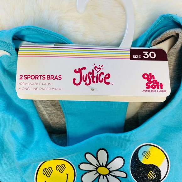 2/$18🌴 NEW Justice Girl's 2pk Sports Bras with Removable Pads, Size 30 - Picture 7 of 8